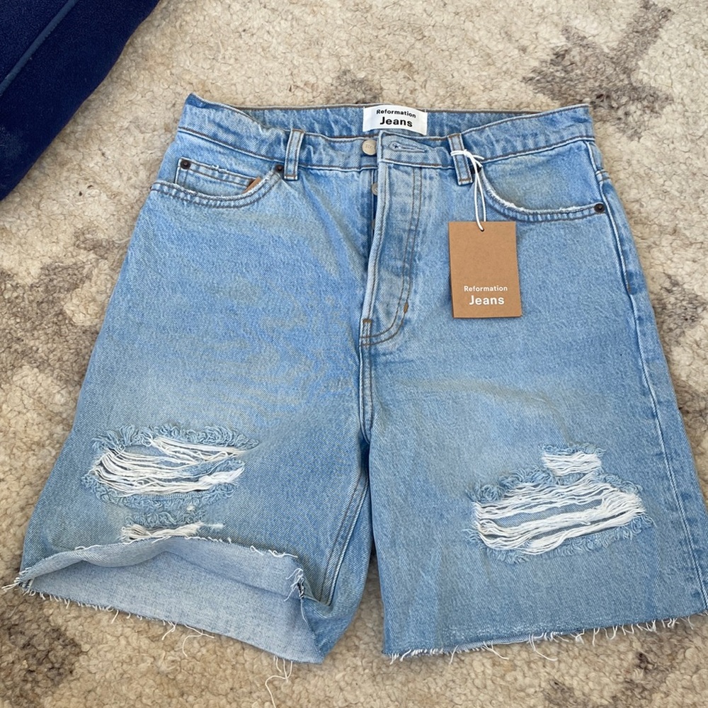 NEW WITH TAGS - Long Reformation Denim Shorts